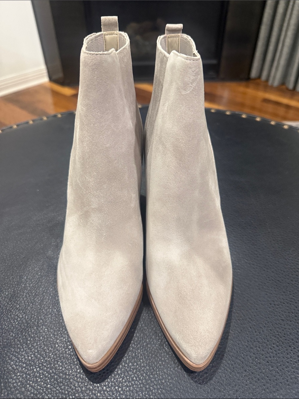 Marc Fisher Light Natural Suede Pointed Ankle Booties